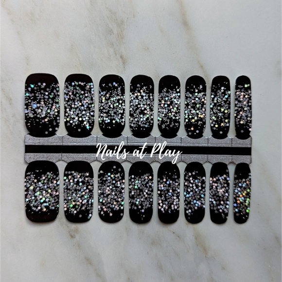 5 for $15 Nail Wraps- Silver on Black Confetti - Picture 2 of 3